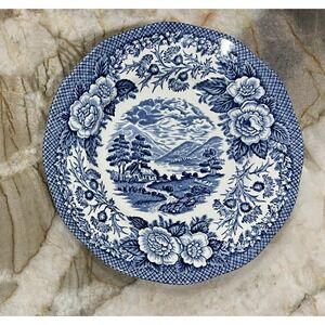 Vintage Royal Warwick Loch of Scotland Loch Duich Blue Bread Plate England